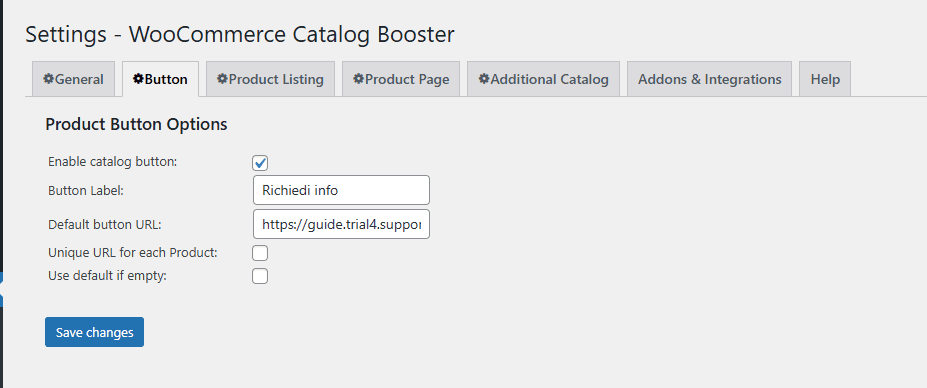 Woocommerce Pulsante Richiedi Info