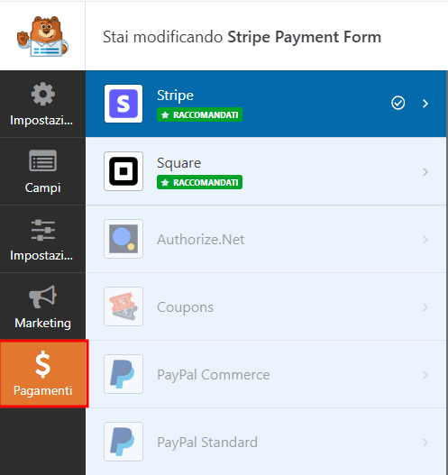 Abilitare Pagamenti Stripe Wpforms