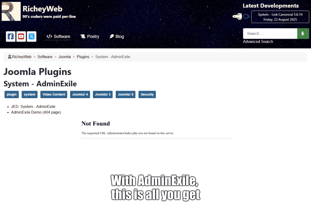 Adminexile Extension Login Joomla