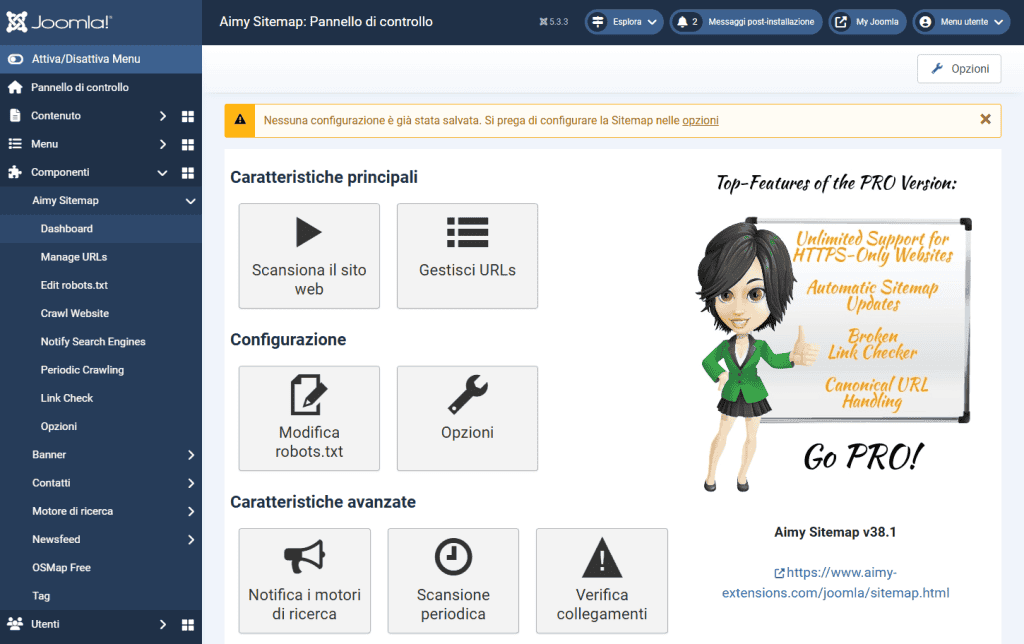 Aimy Sitemap Caratteristiche Principali