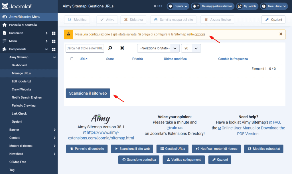 Aimy Sitemap Gestione Url
