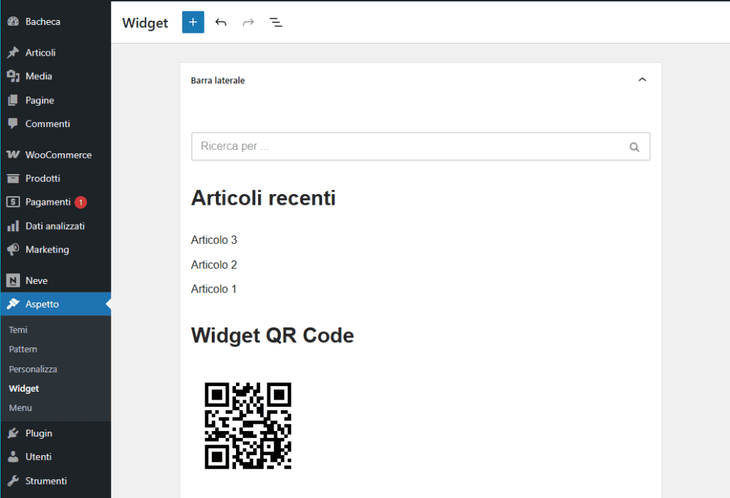 Aspetto Widget Kaya Qr Code Barra Laterale