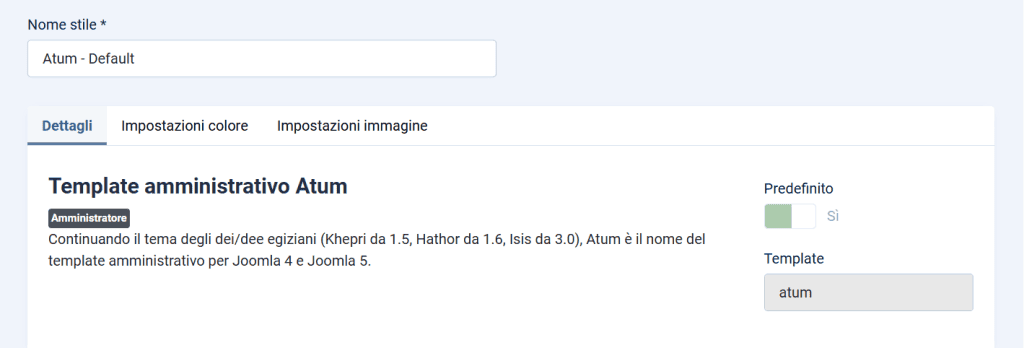 Atum Template Default Amministratore Joomla