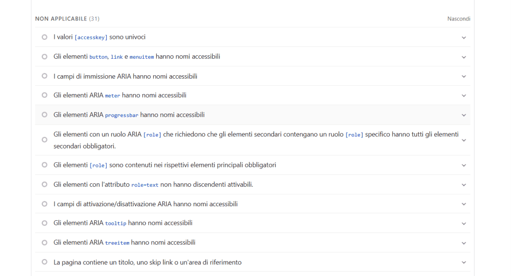 Controlli Non Applicabili Accessibilita Pagespeed Insights