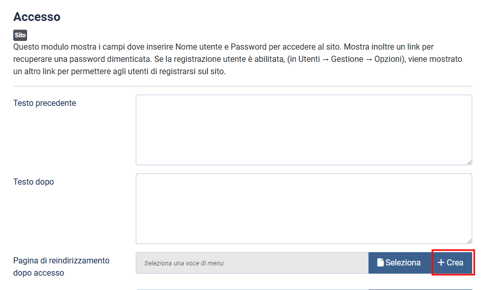 Crea Pagina Reindirizzamento Dopo Accesso Joomla