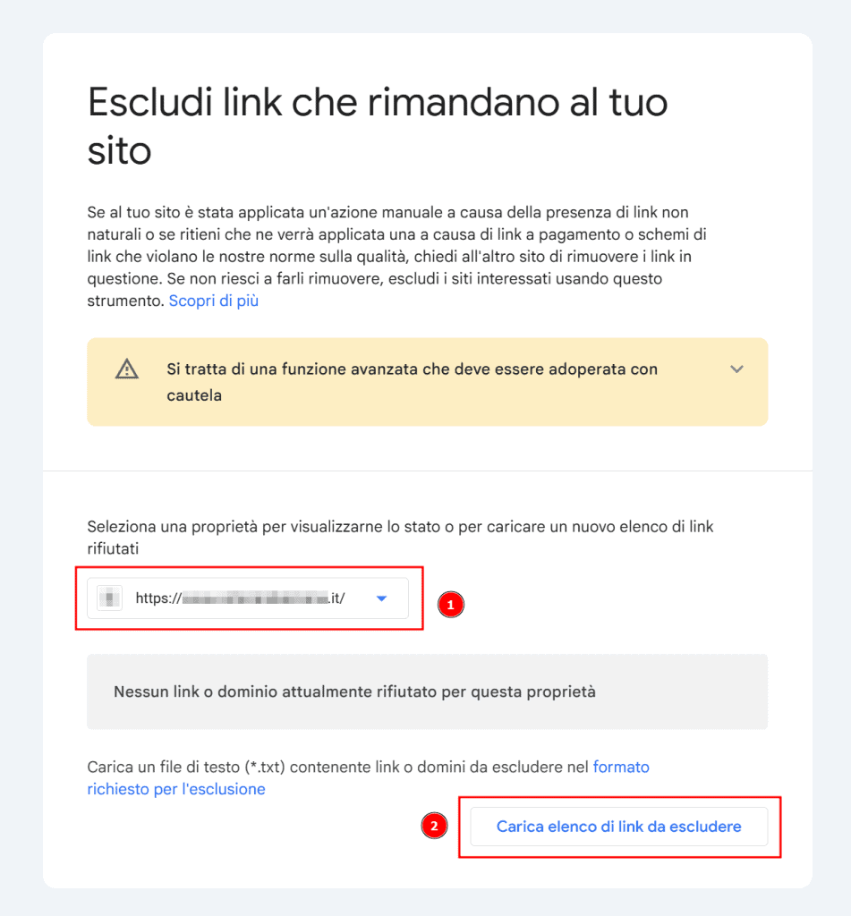 Disavow Link Search Console