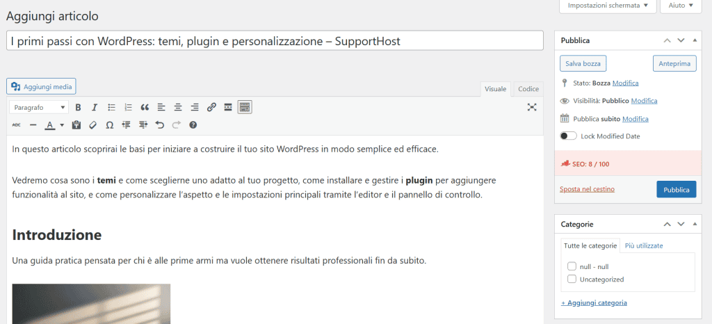 Esempio Di Articolo Editor Classico WordPress