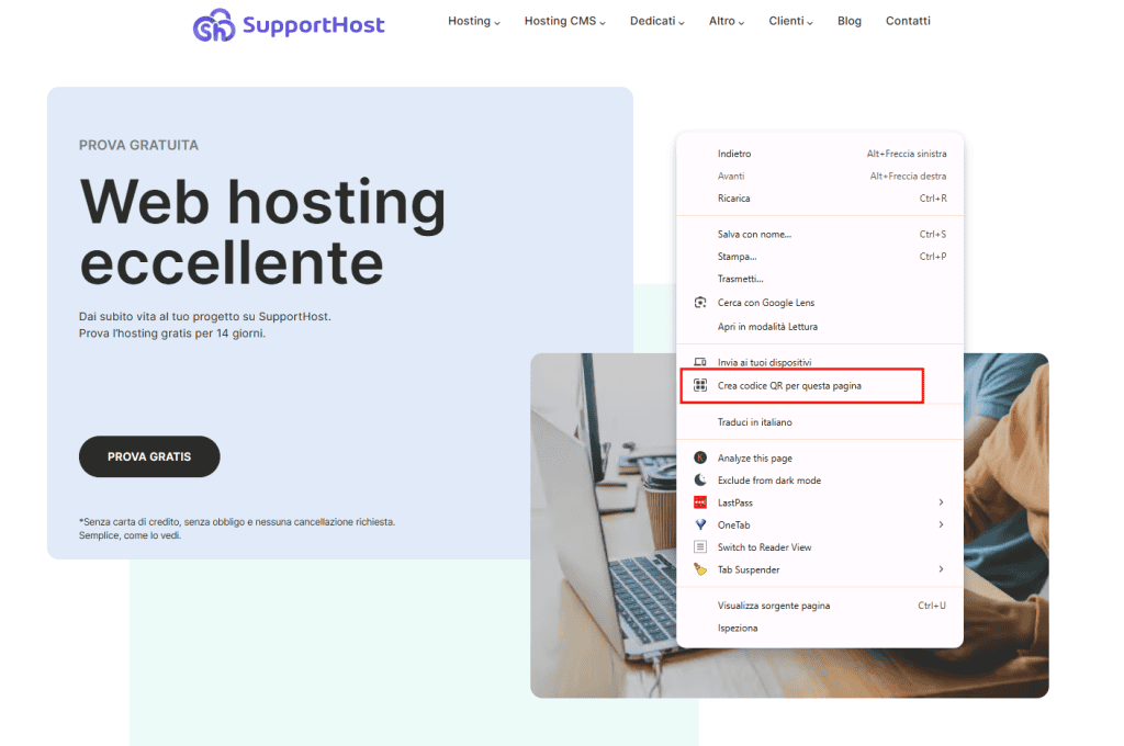 Generare Qr Code WordPress Chrome