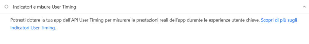 Indicatori Misure User Timing