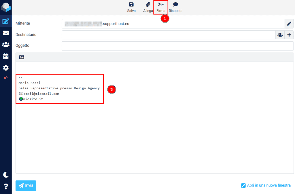 Inserire Firma Predefinita Email Roundcube Bozza
