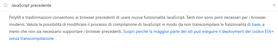 Javascript Precedente Pagespeed Insights