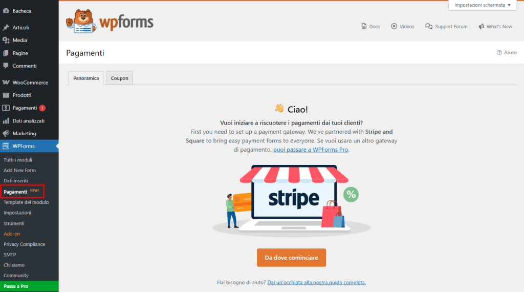 Pagamenti Stripe Wpforms