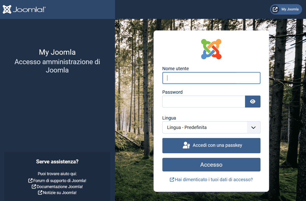 Pagina Login Joomla Con Sfondo
