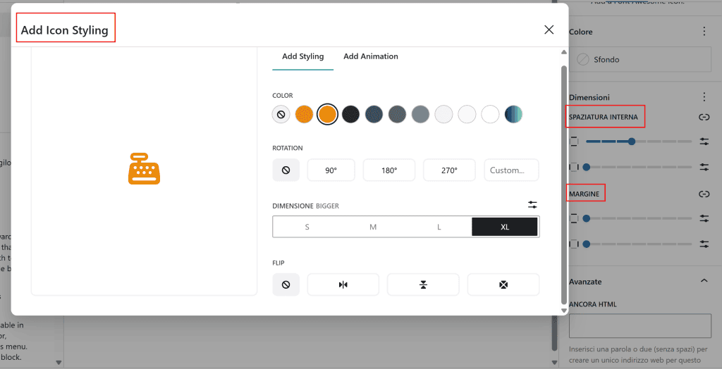 Personalizzazione Font Icon