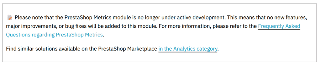 Prestashop Metrics Aggiornamenti