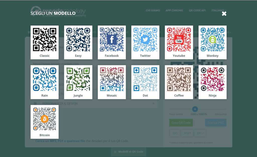 Qrcode Monkey Modelli