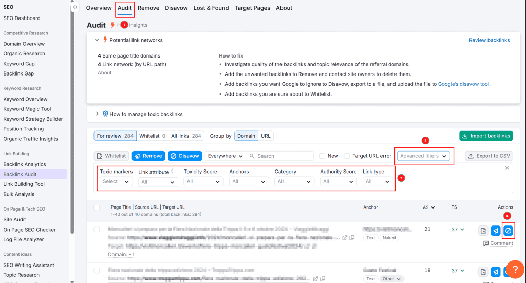 Semrush Disavow Link