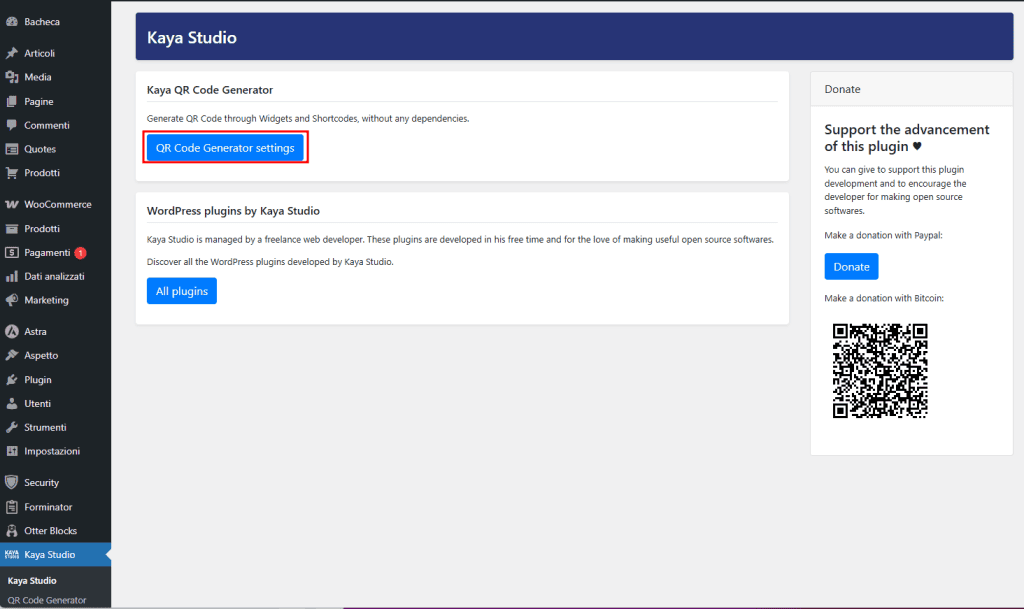 Settings Kaya Qr Code Generator