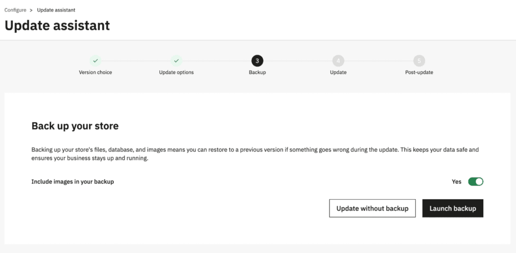 Avvio Backup Modulo Update