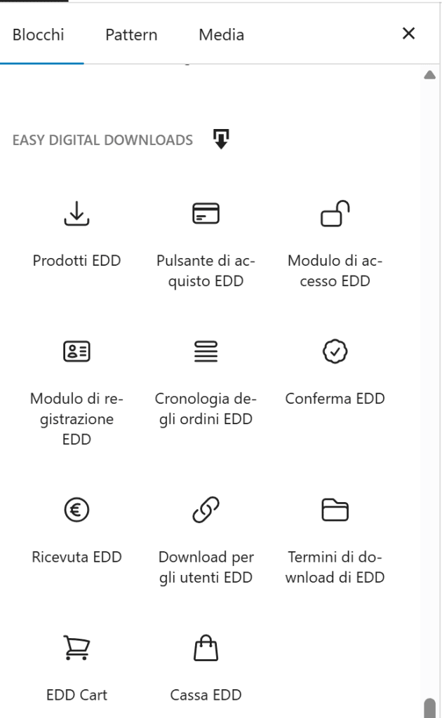 Blocchi Easy Digital Downloads