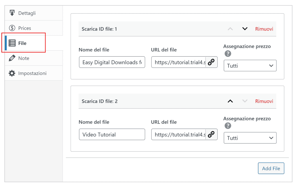 Caricamento File Digitale