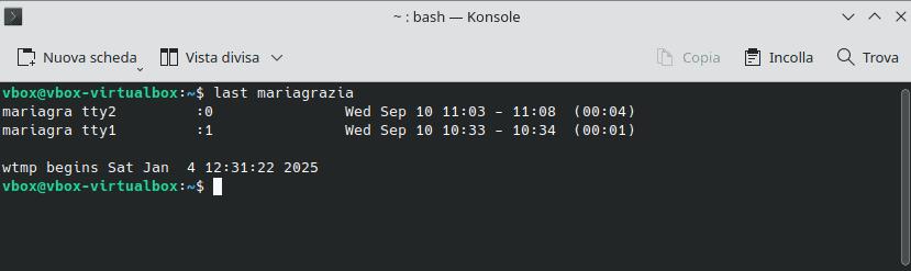 Comando Last Utente Specifico