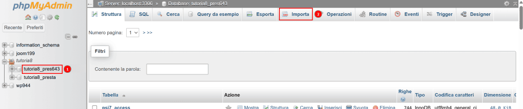 Come Importare Database