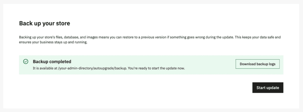 Completamento Backup Update