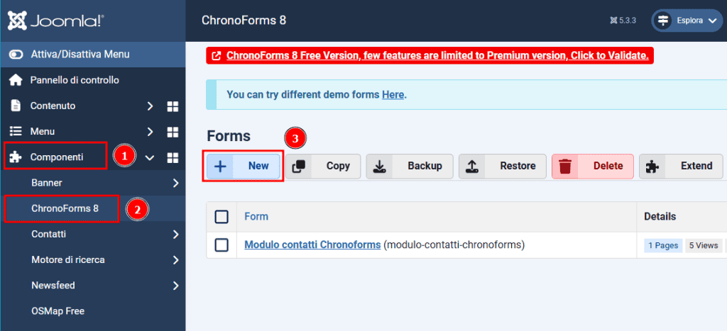 Componenti Chronoforms New Joomla