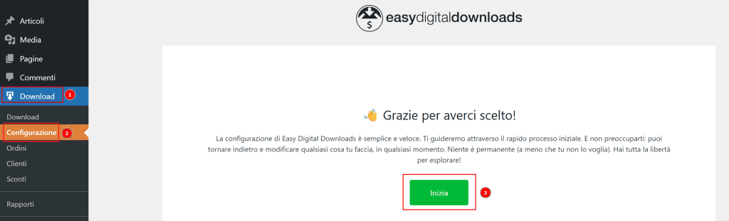 Configurazione Easy Digital Downloads