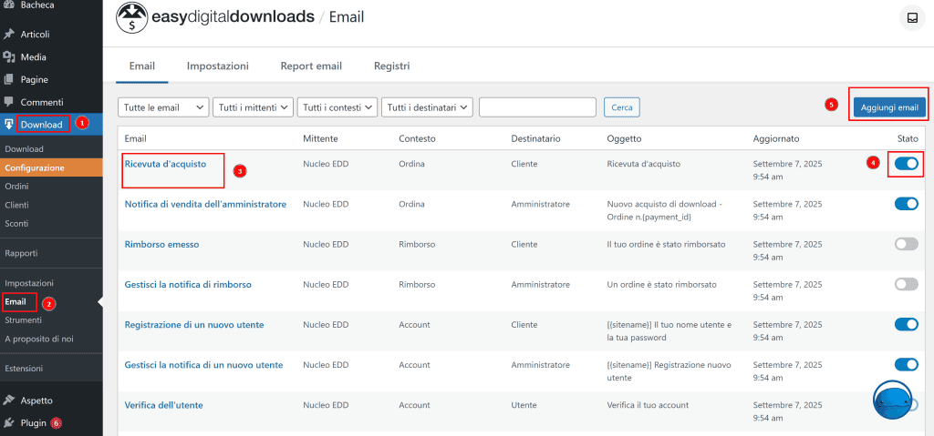 Configurazione Email