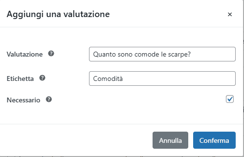 Customer Reviews For Woocommerce Opzioni Modulo