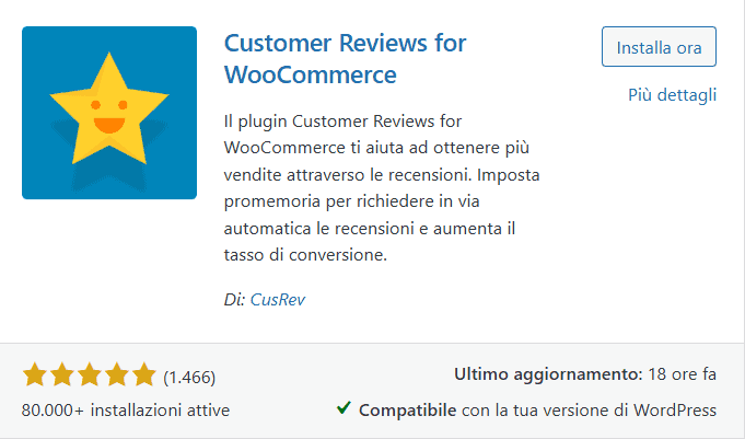 Customer Reviews Plugin Recensioni WordPress