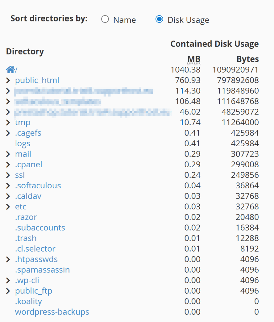 Directory Per Dimensione