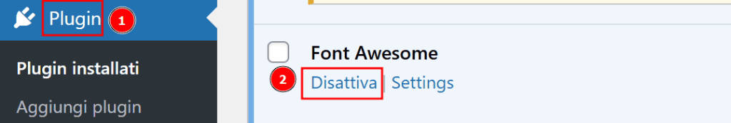 Disattivare Plugin Da Backend