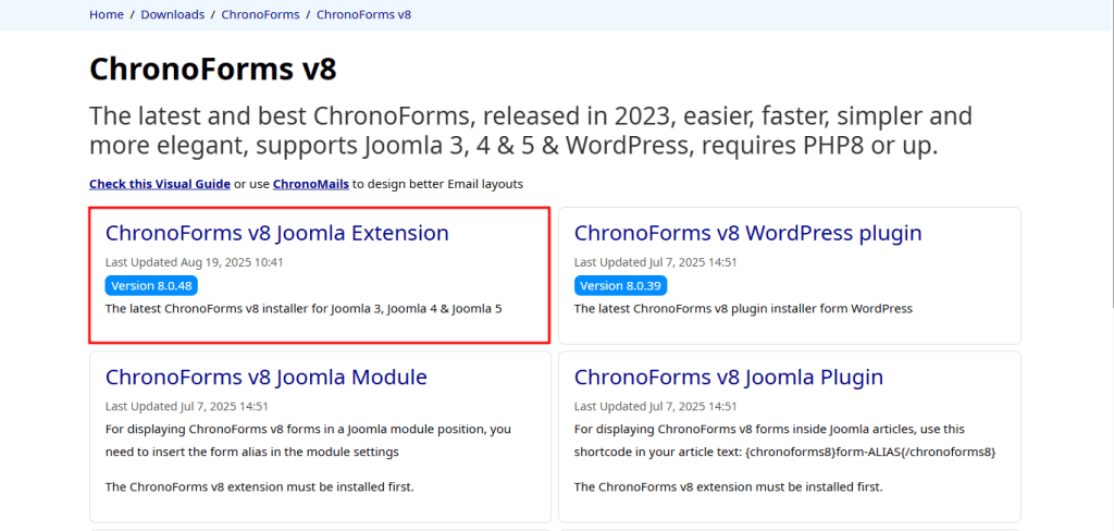 Download Chronoforms V8 Estensione Joomla