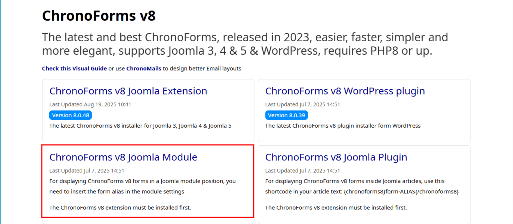 Download Chronoforms V8 Joomla Module