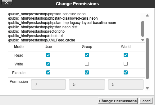 File Manager Configurazione Permessi Cartelle Tutte