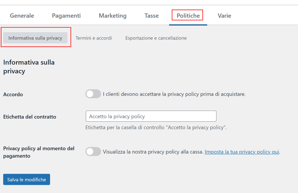 Gestione Politiche Acquisto E Privacy