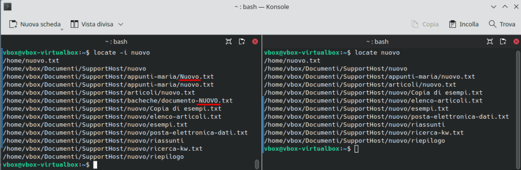 Locate Utilizzo Opzione I