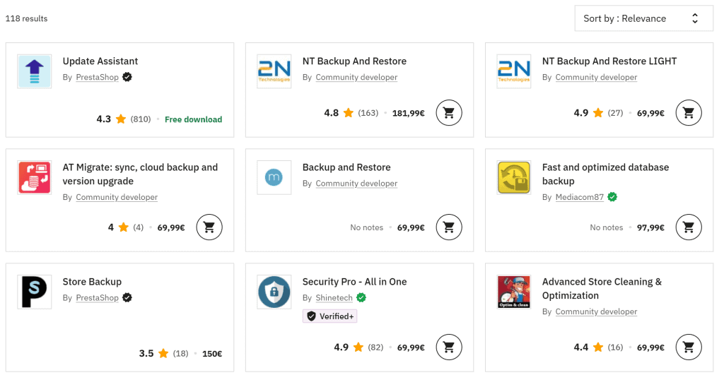 Moduli Backup Prestashop