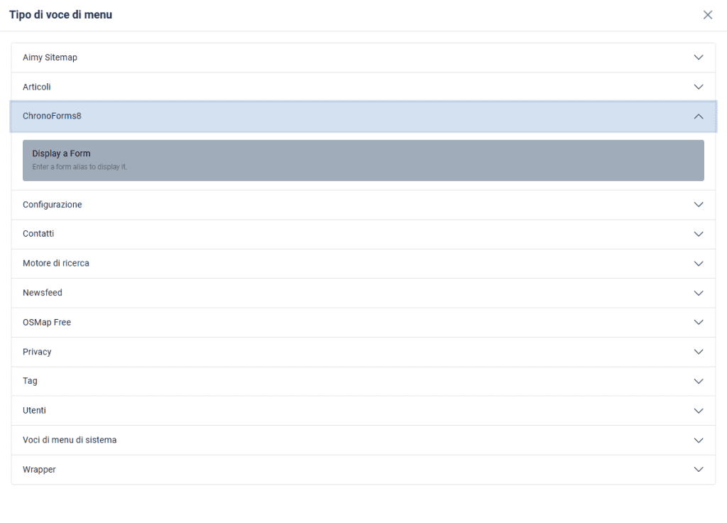 Nuova Voce Menu Joomla Chronoforms