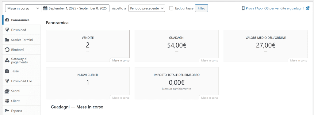 Rapporti Vendite Easy Digital Downloads