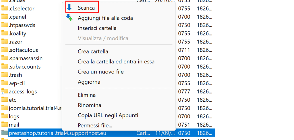 Scarica Cartella Prestashop