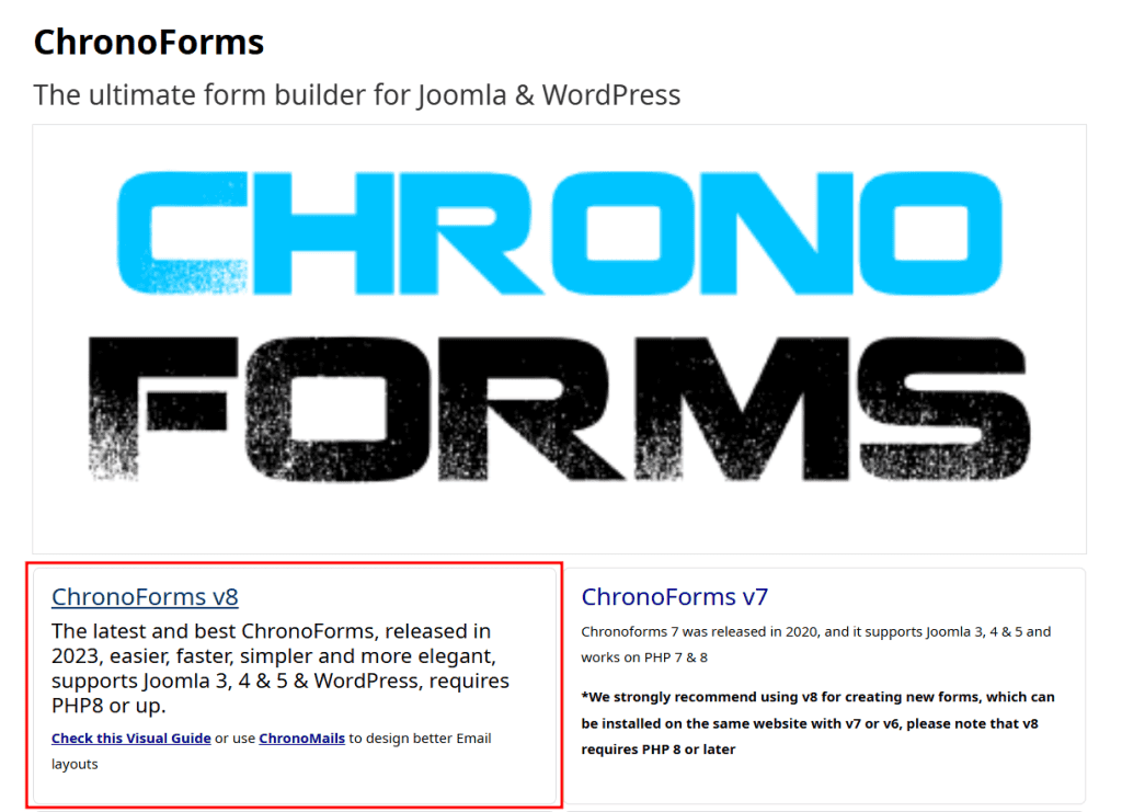 Scaricare Chronoforms V8 Estensione Joomla