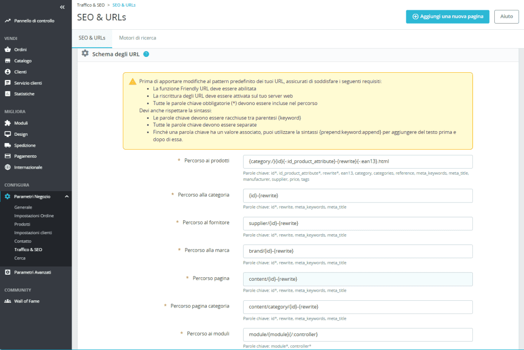 Schema Url Prestashop