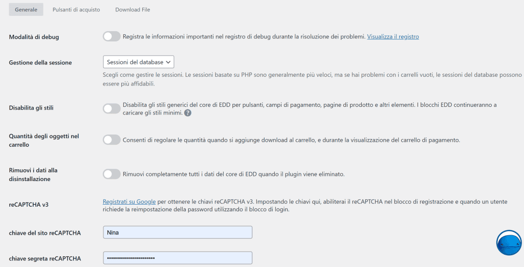 Setup Generale Easy Digital Downloads
