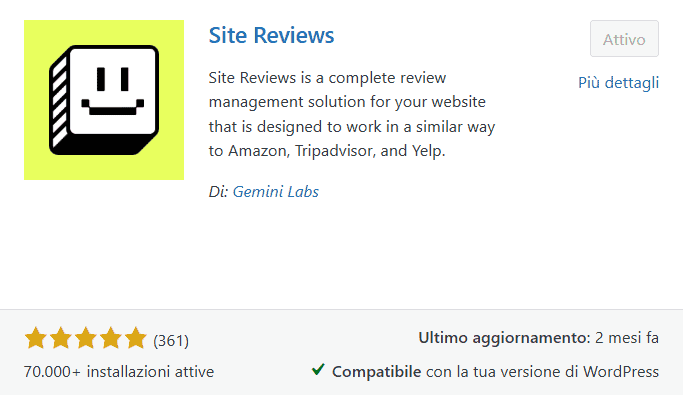Site Reviews Plugin Recensioni WordPress