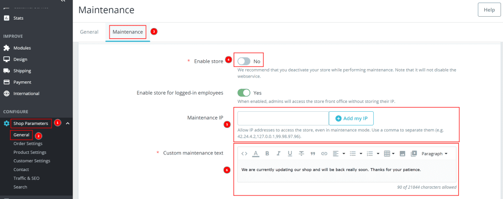 Sito In Manutenzione Prestashop