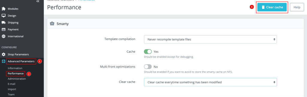 Svuota Cache Prestashop